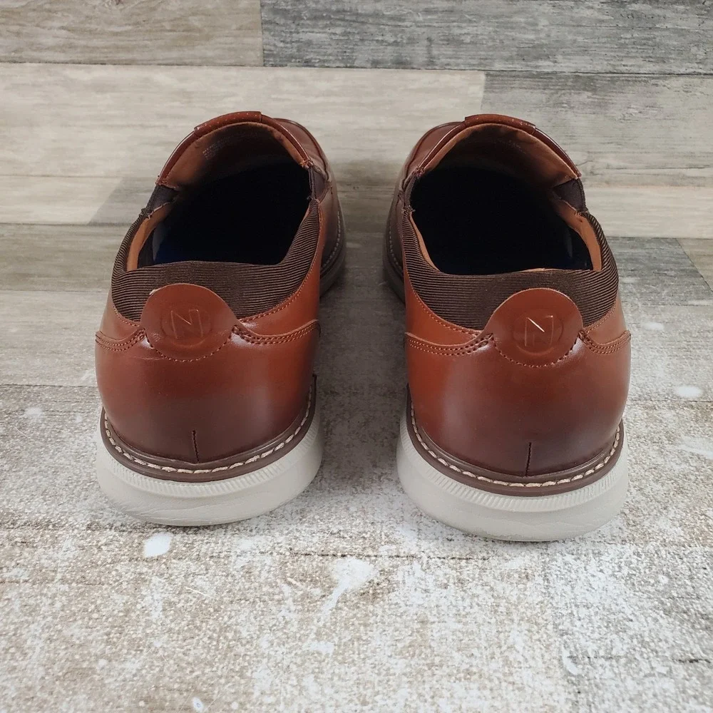 Nunn‎ Bush Chase Mens Oxford Shoes Sz 11 W Brown Slip on Moccasin Toe